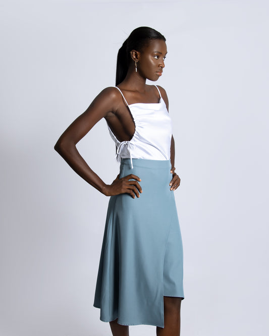 Asymmetrical Blue-Grey Skirt