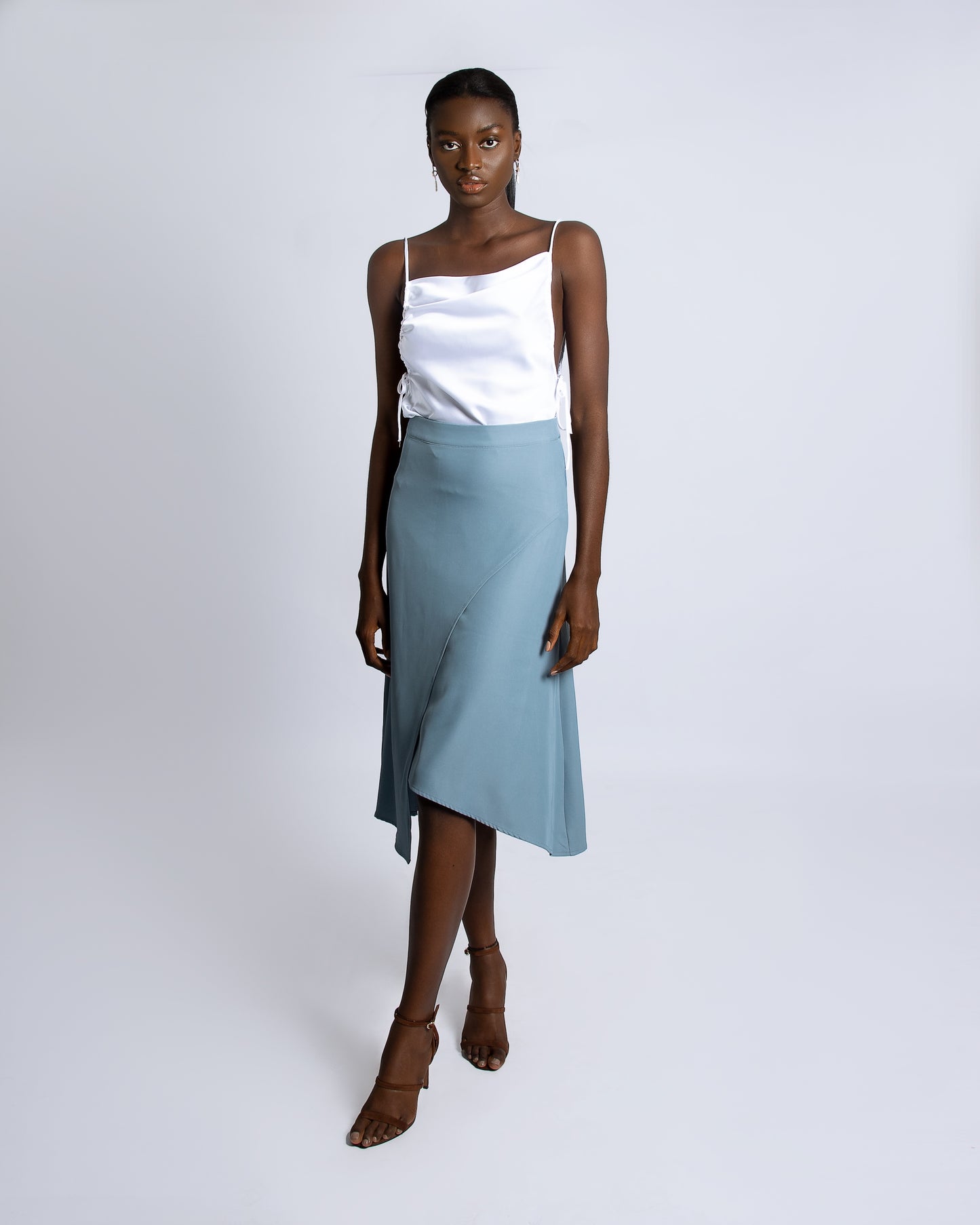 Asymmetrical Blue-Grey Skirt