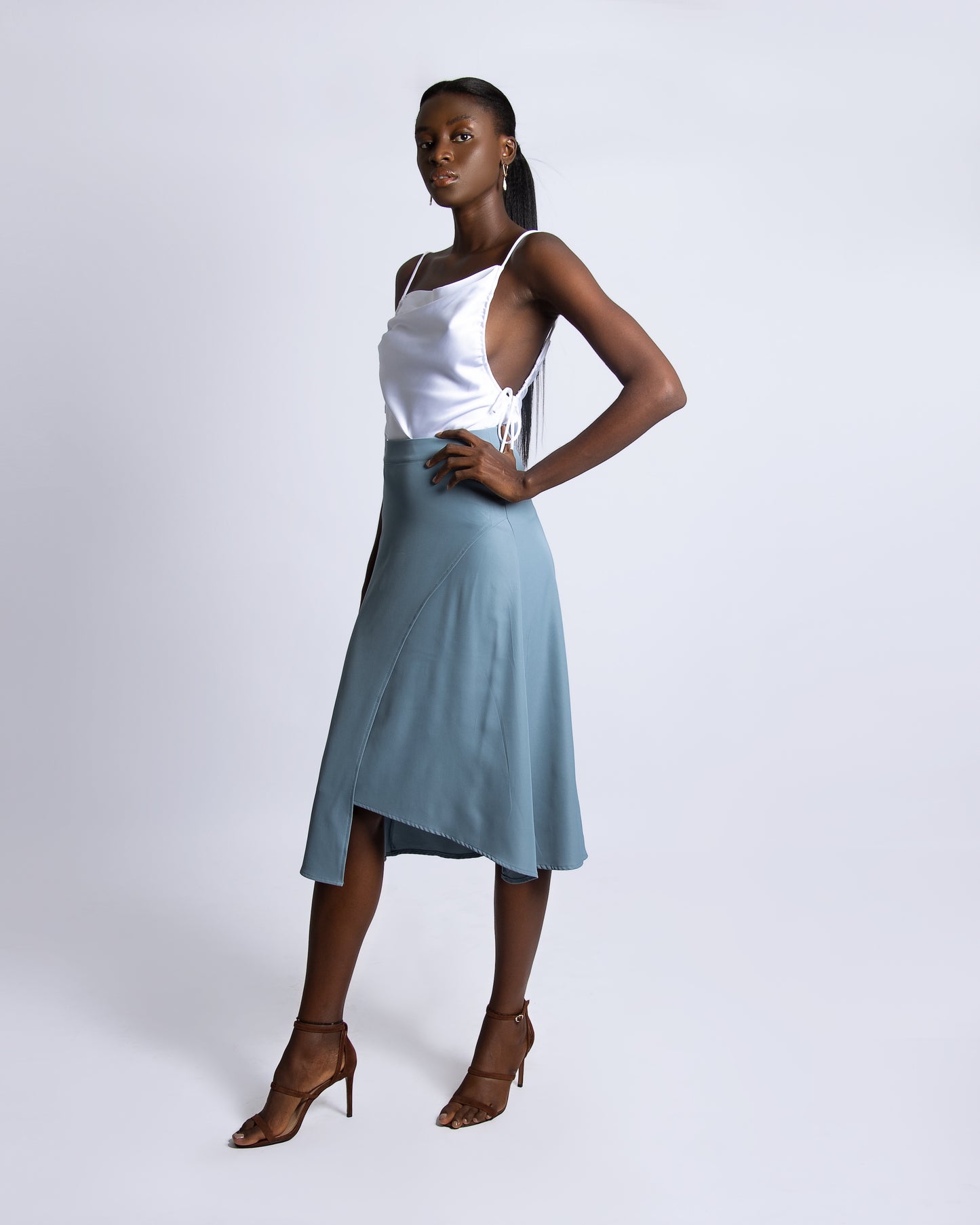 Asymmetrical Blue-Grey Skirt