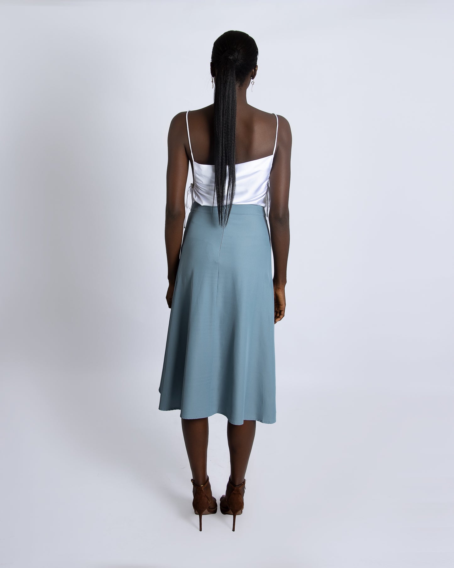 Asymmetrical Blue-Grey Skirt